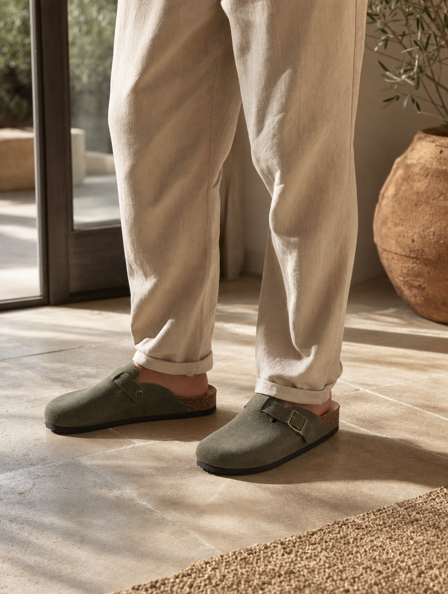 Bavarian Artisan Suede Clog - Cross & Crown