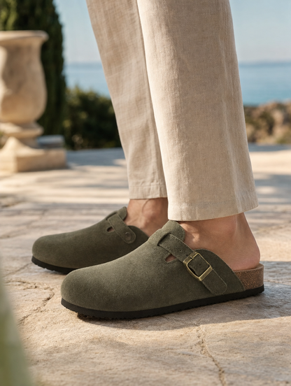 Bavarian Artisan Suede Clog - Cross & Crown