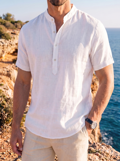 Essential Short Sleeve Linen Shirt - Cross & Crown