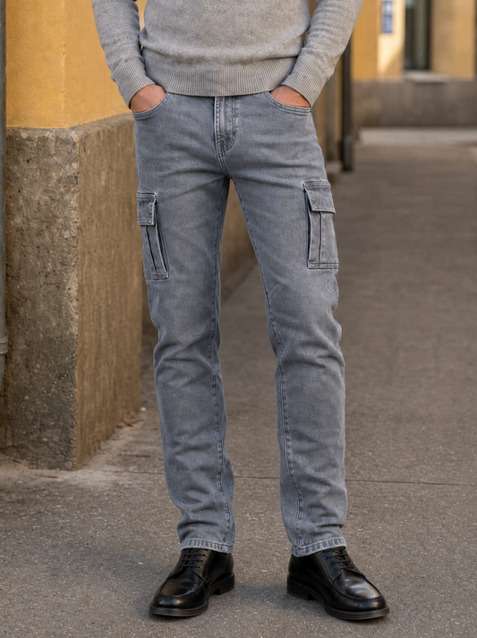 Denim Jeans Cargo Trousers - Cross & Crown