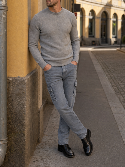 Denim Jeans Cargo Trousers - Cross & Crown