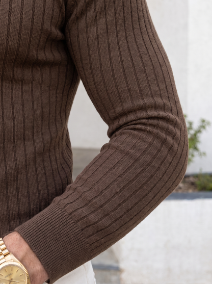 Elegant Open Collar Long Sleeve Polo - Cross & Crown