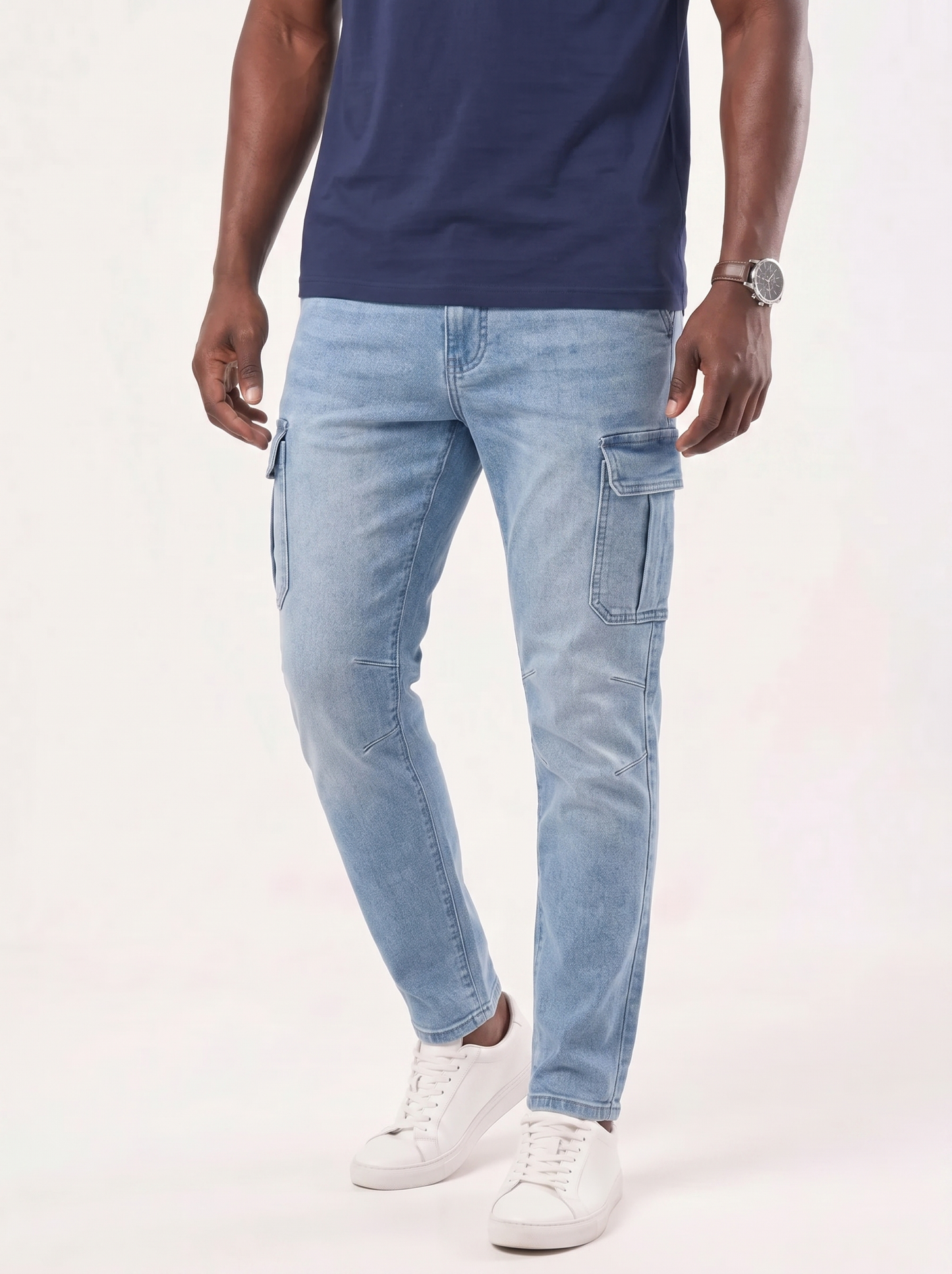 Denim Jeans Cargo Trousers - Cross & Crown