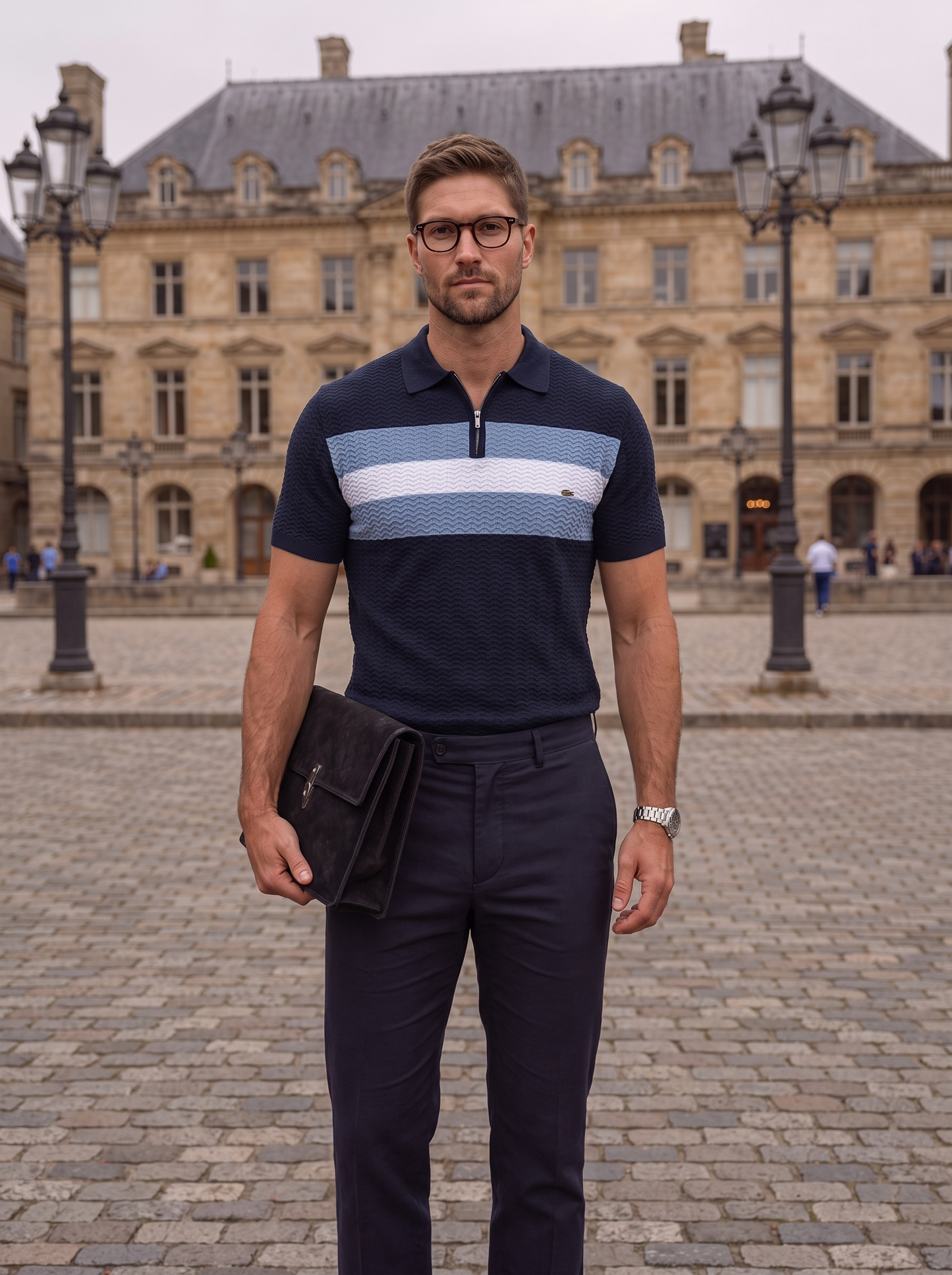 Classic Fit Quarter Zip Business Casual Short Sleeves Polo - Cross & Crown