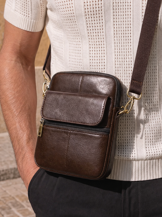 Essential Leather Shoulder Bag - Cross & Crown
