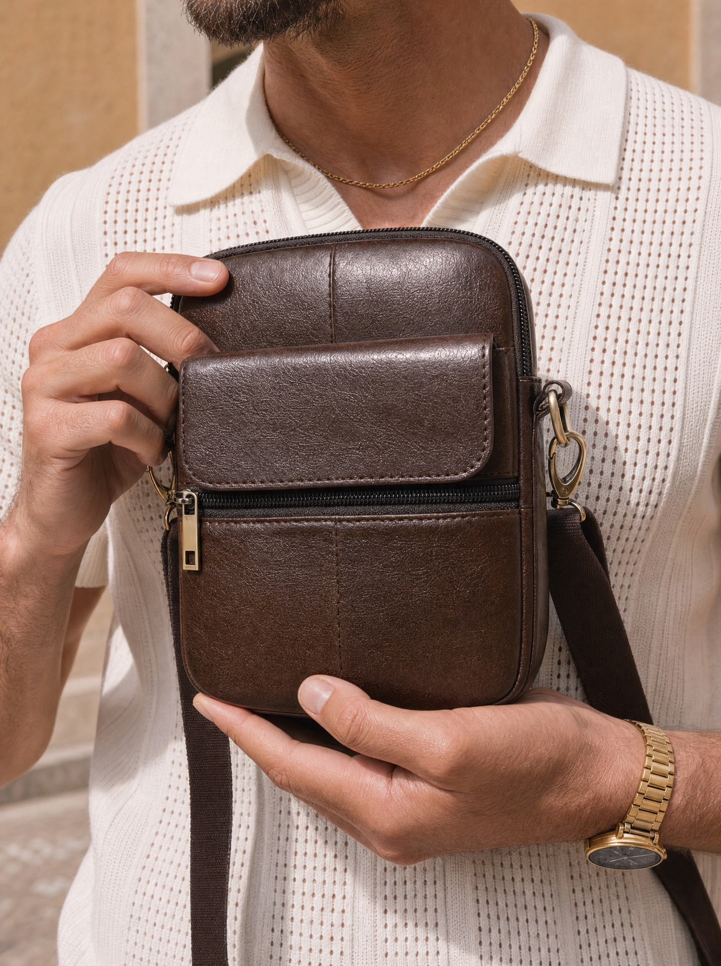 Essential Leather Shoulder Bag - Cross & Crown