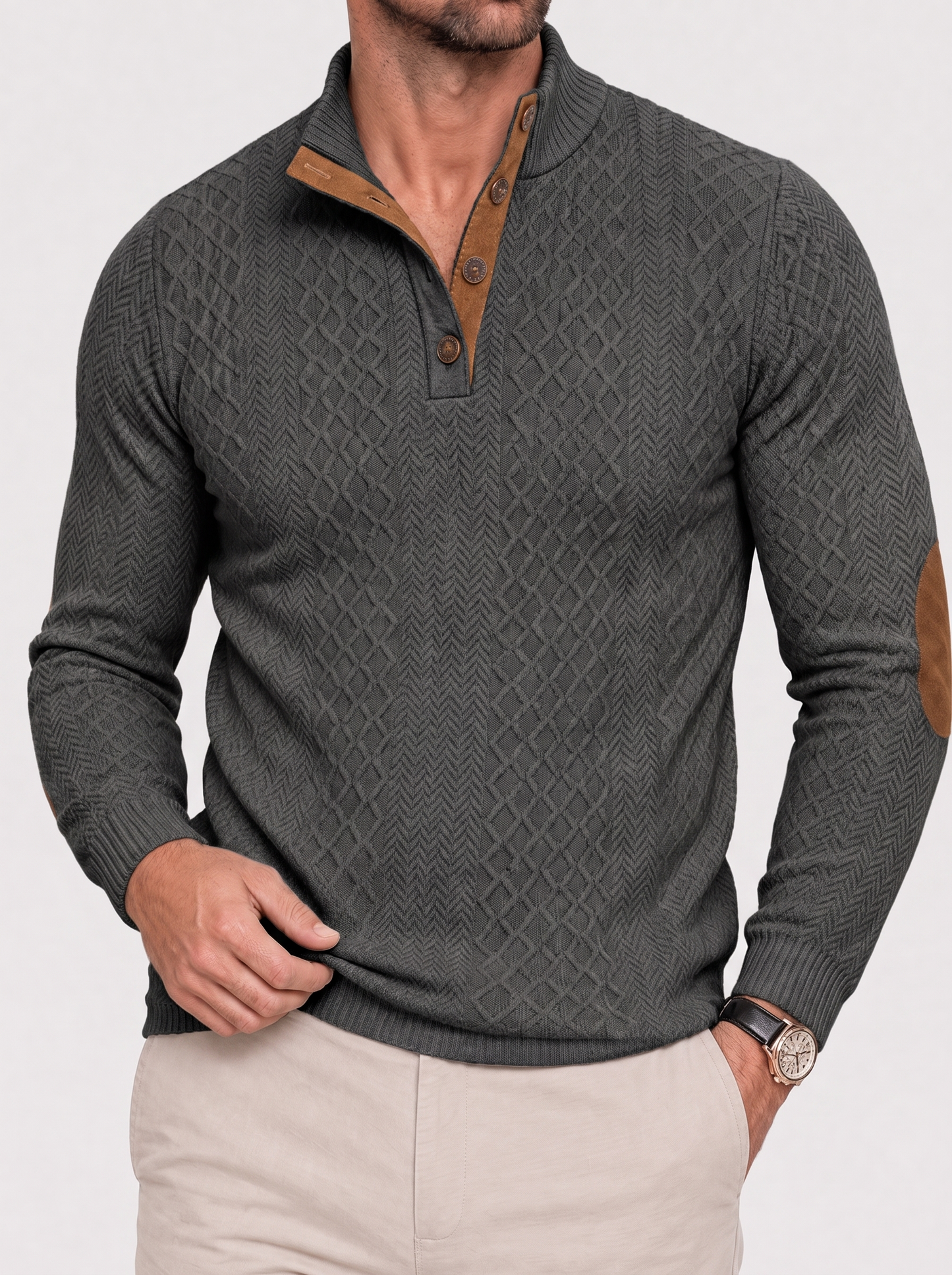 Classic High Collar Pullover Sweater - Cross & Crown