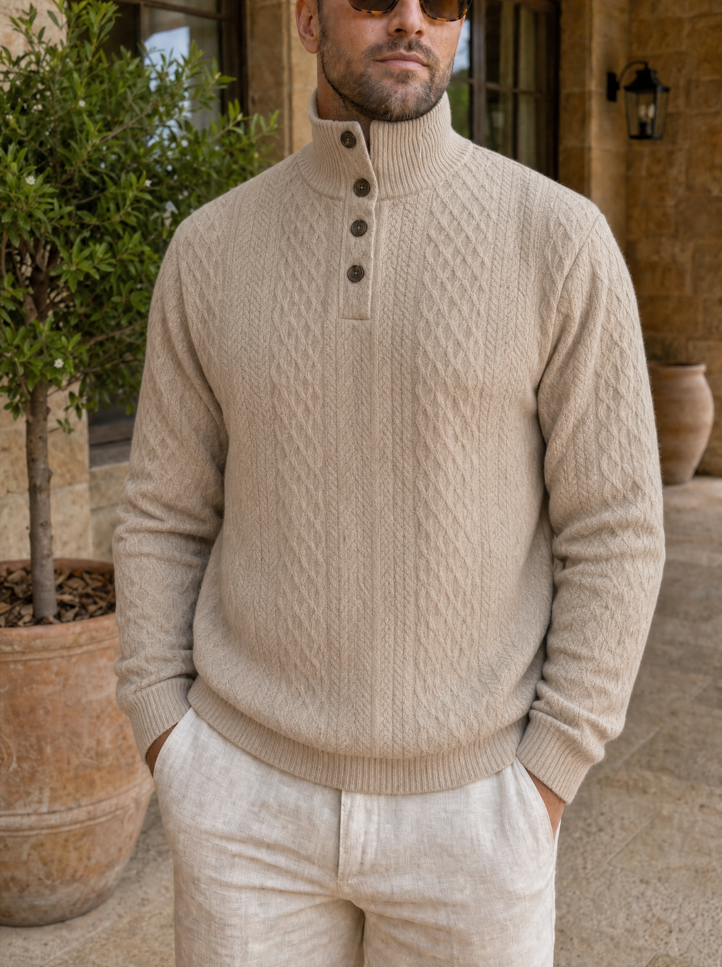 Classic High Collar Pullover Sweater - Cross & Crown