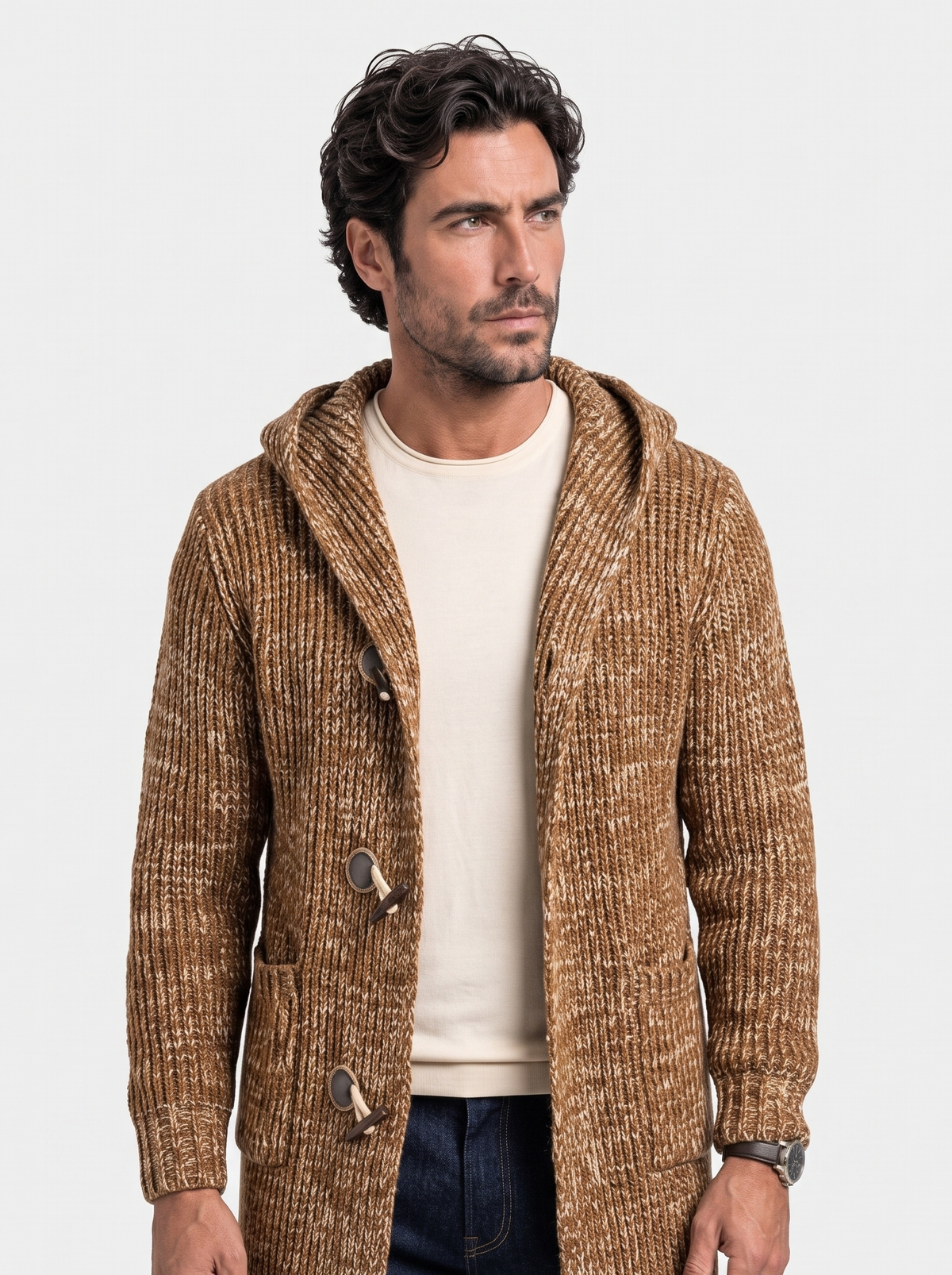 Himalaya Knit Hooded Jacket - Cross & Crown - front