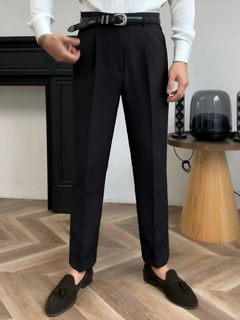 Hollywood Classic Trousers (Belt Included) - Cross & Crown - Cross & Crown