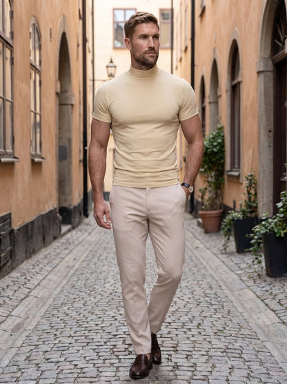 Solid Casual Turtle Neck T-Shirt - Cross & Crown