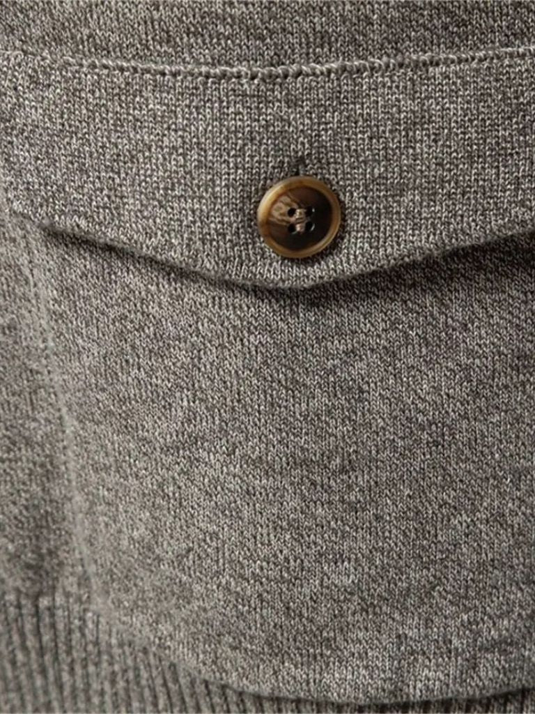 Knitted Stand Collar Cotton Cardigan - Cross & Crown - Cross & Crown