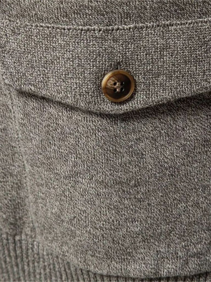 Knitted Stand Collar Cotton Cardigan - Cross & Crown - Cross & Crown