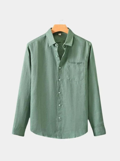 Long Sleeve Essential Linen Shirt - Cross & Crown - Cross & Crown