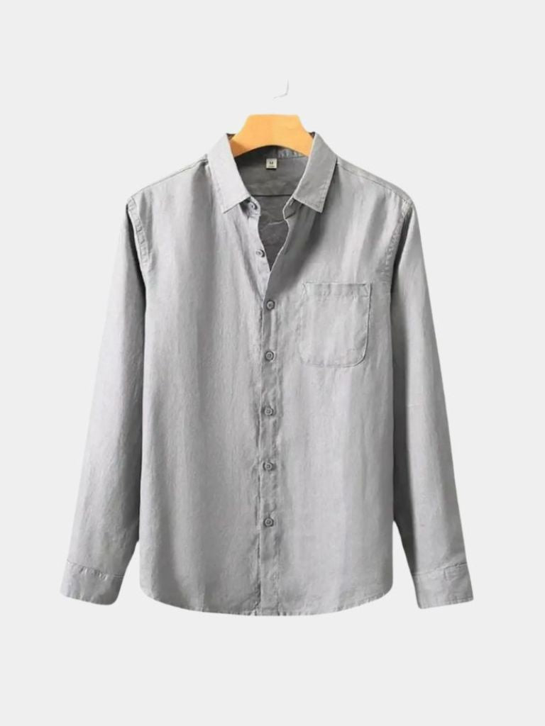 Long Sleeve Essential Linen Shirt - Cross & Crown - Cross & Crown