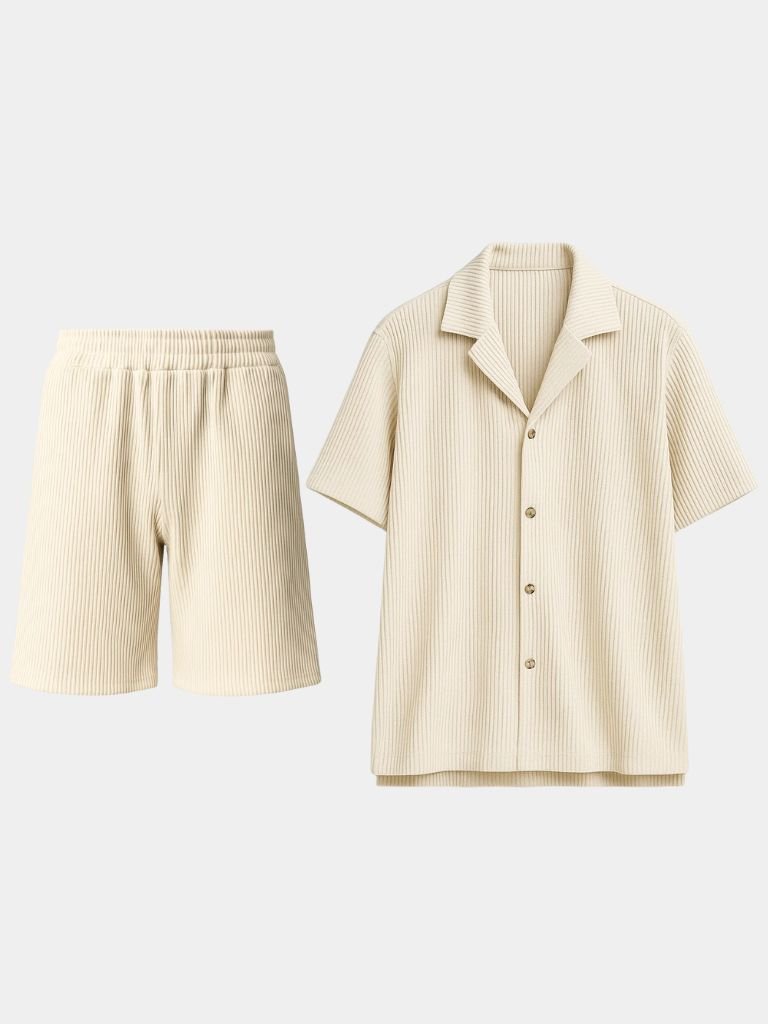 Minimalist Corduroy Set Shorts and Shirt - Cross & Crown - Cross & Crown