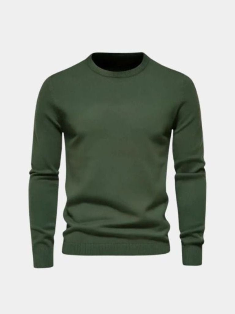 Solid Crew Neck Sweater for Men | Cross & Crown