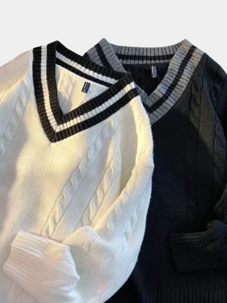 Minimalist V - Neck Sweater - Cross & Crown - Cross & Crown