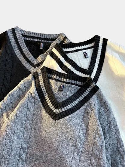 Minimalist V - Neck Sweater - Cross & Crown - Cross & Crown