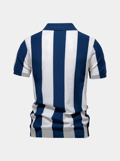 Navy Stripe Polo - Cross & Crown - Cross & Crown