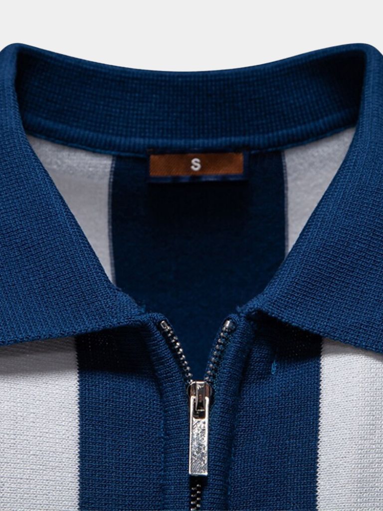 Navy Stripe Polo - Cross & Crown - Cross & Crown