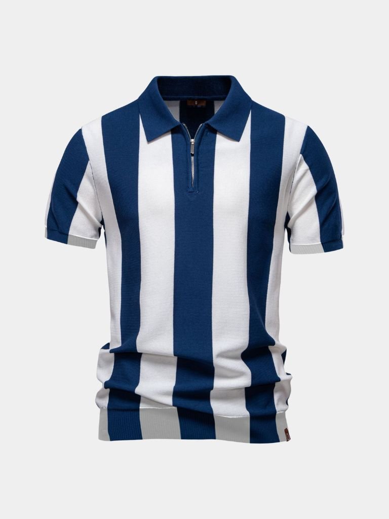 Navy Stripe Polo - Cross & Crown - Cross & Crown
