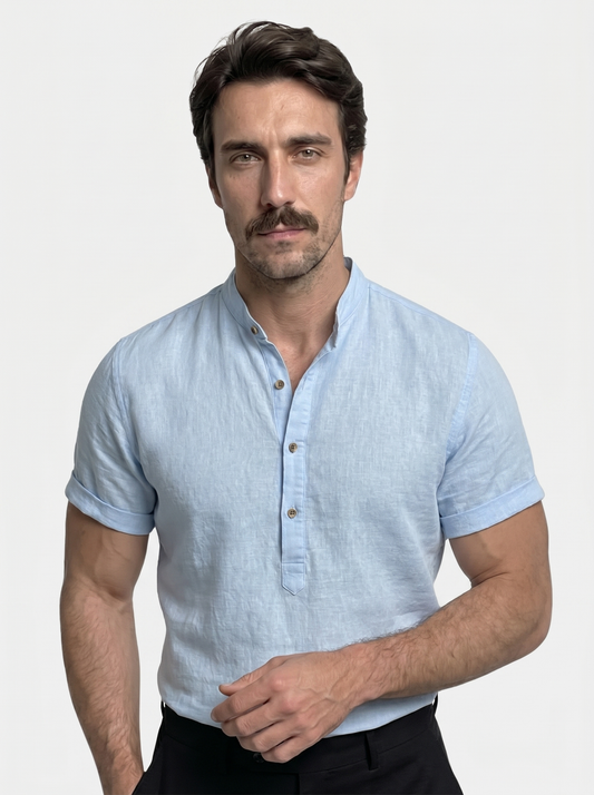 Essential Short Sleeve Linen Shirt - Cross & Crown