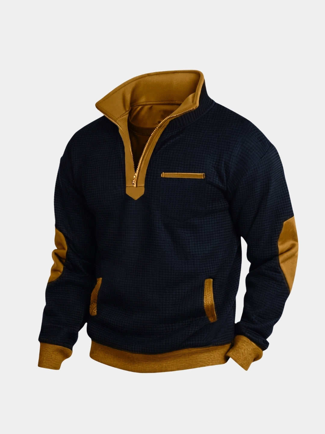 Explorer-trui met hoge kraag en kwart-ritssluiting - Cross & Crown