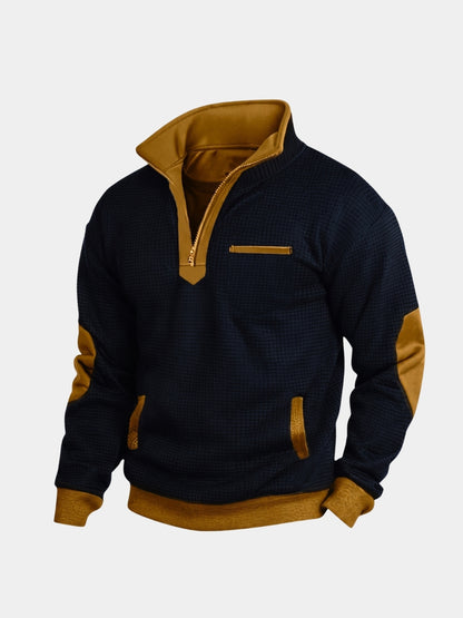 Explorer-trui met hoge kraag en kwart-ritssluiting - Cross & Crown