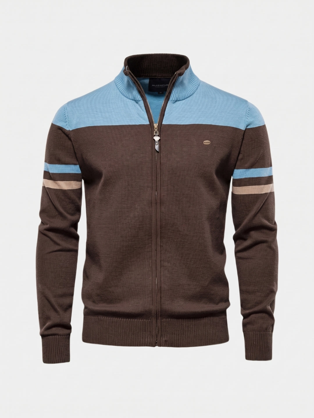 Gebreid vest met rits en opstaande kraag - Cross & Crown