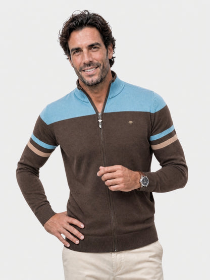 Gebreid vest met rits en opstaande kraag - Cross & Crown