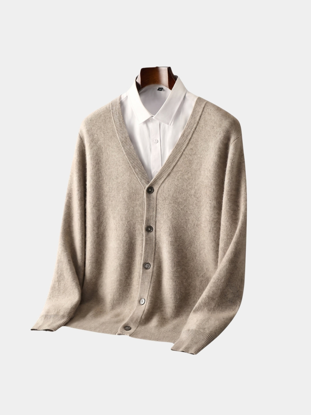 Strick-Cardigan aus 100 % Merinowolle mit V-Ausschnitt – Cross & Crown