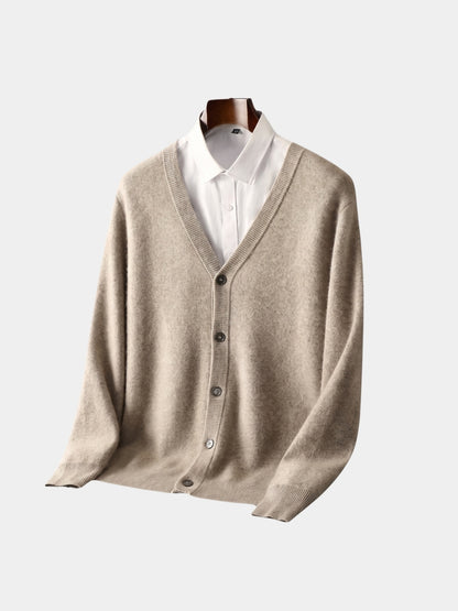 Strick-Cardigan aus 100 % Merinowolle mit V-Ausschnitt – Cross & Crown