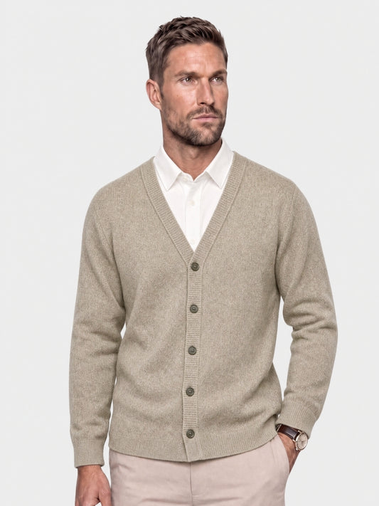 Cardigan in maglia di lana merino 100% con scollo a V - Cross & Crown
