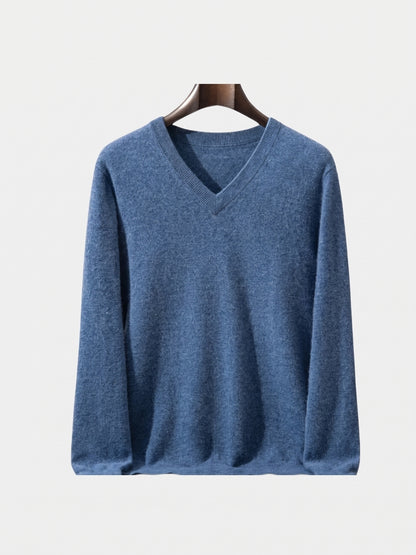 Maglione in maglia di cashmere con scollo a V - Cross & Crown