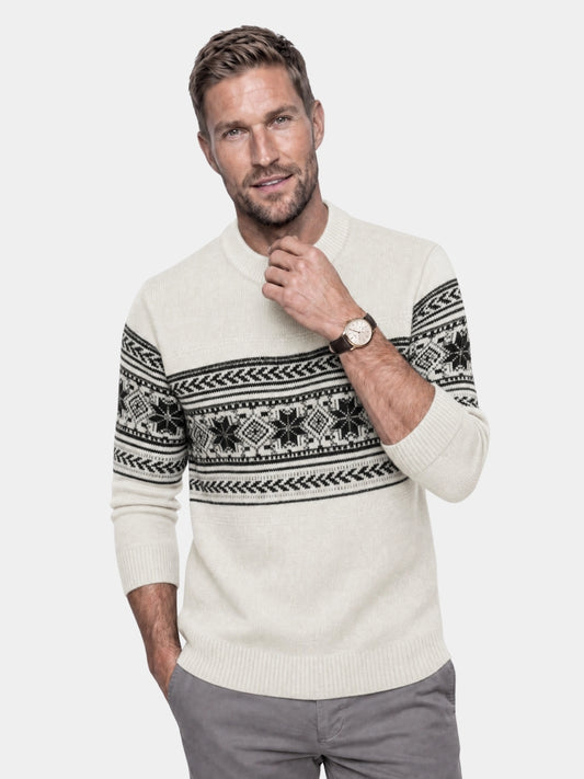Maglione pullover in lana 100% con motivo Fair Isle - Cross & Crown
