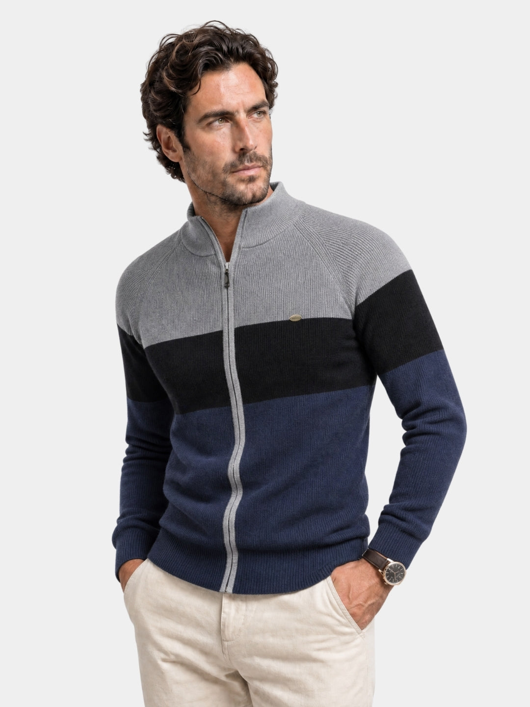 Essenzieller Strickpullover mit Reißverschluss – Cross & Crown
