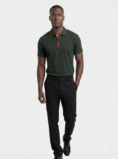 Cavalière Textured Quarter Zip Polo – Cross & Crown