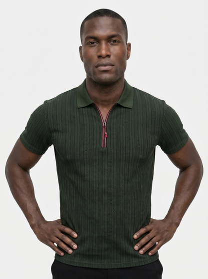 Cavalière Textured Quarter Zip Polo – Cross & Crown
