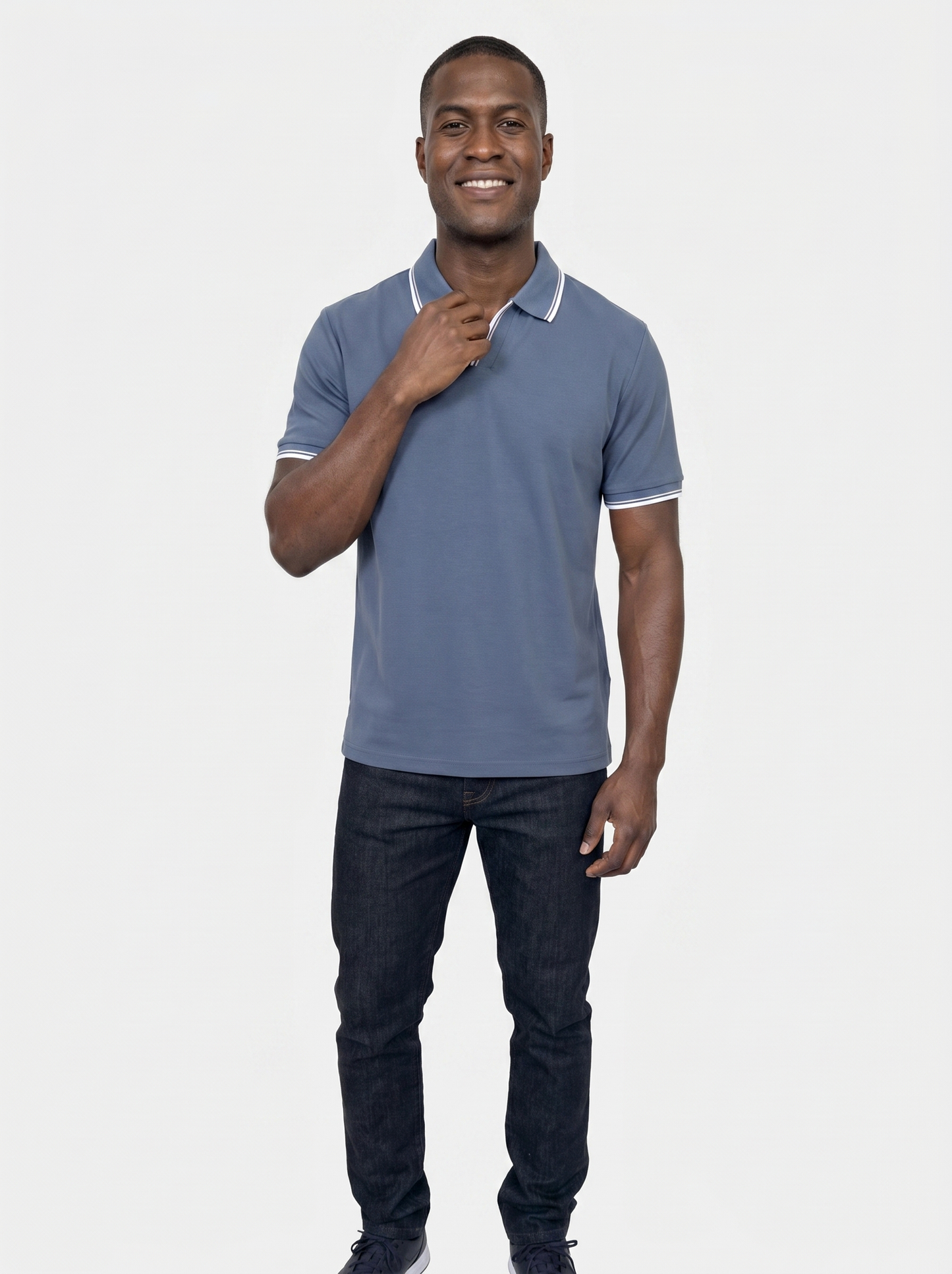 Timeless Black V-Neck Polo - Cross & Crown