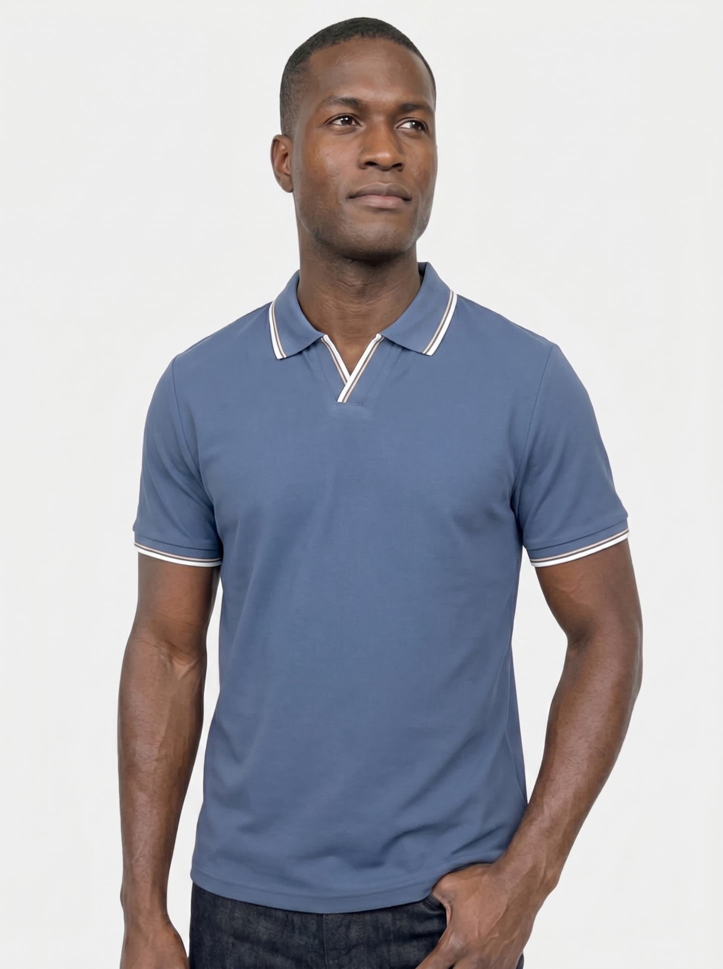 Timeless Black V-Neck Polo - Cross & Crown