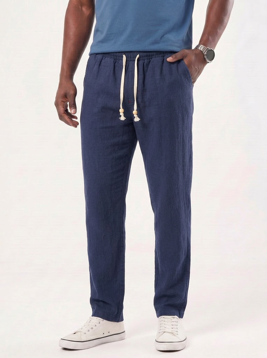 Azure Coast Linen Trousers - Cross & Crown