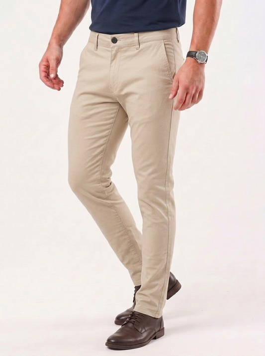 Model photo - Essential Slim Fit Straight Trousers
