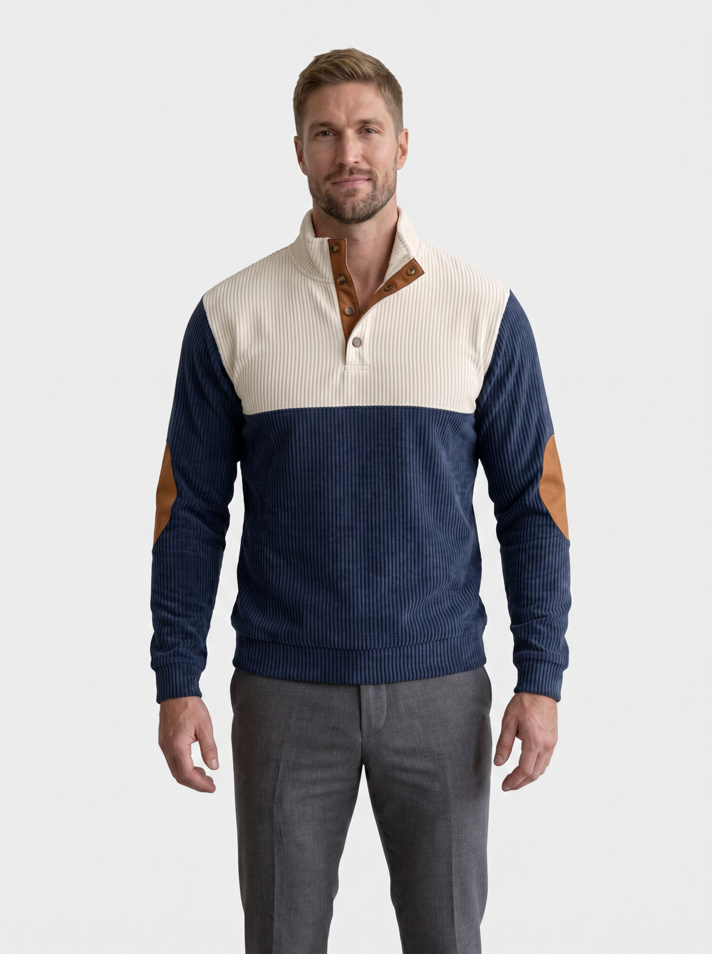 High Collar Corduroy Retro Pullover - Cross & Crown