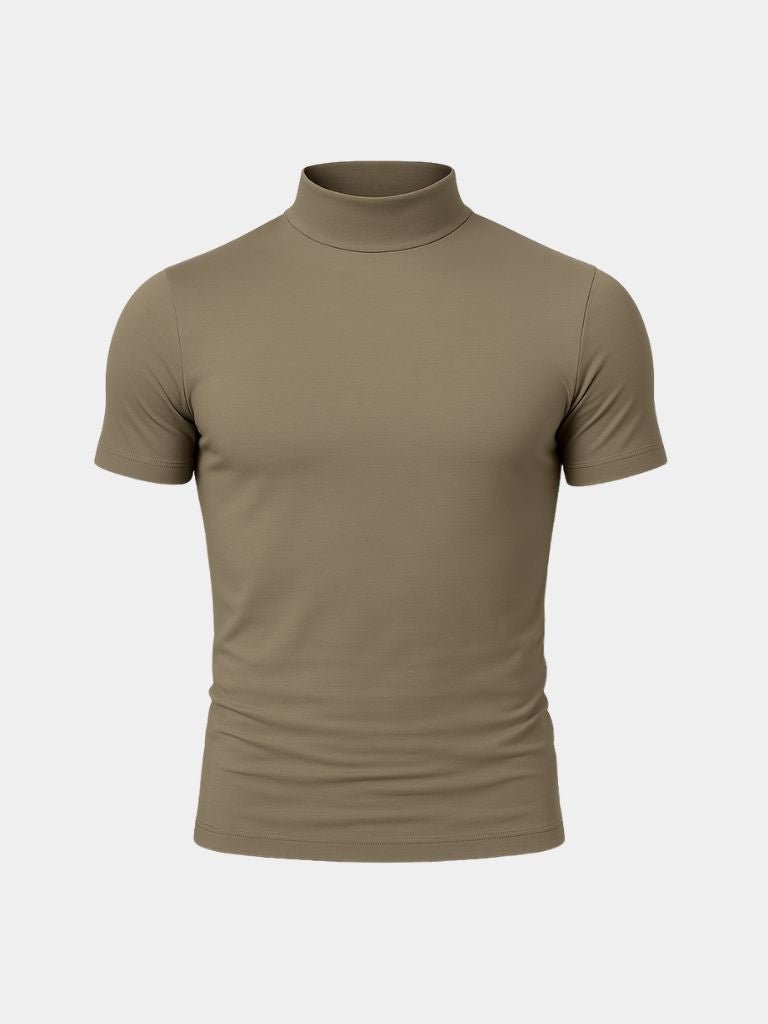 Solid Casual Turtle Neck T-Shirt - Cross & Crown