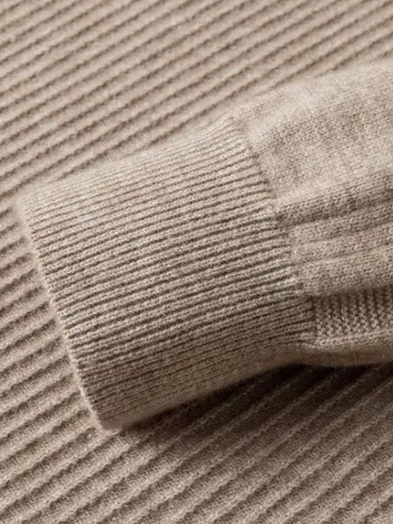 Stripe Quarter Zip Wool Sweater - Cross & Crown - Cross & Crown