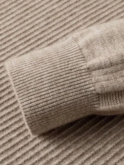 Stripe Quarter Zip Wool Sweater - Cross & Crown - Cross & Crown