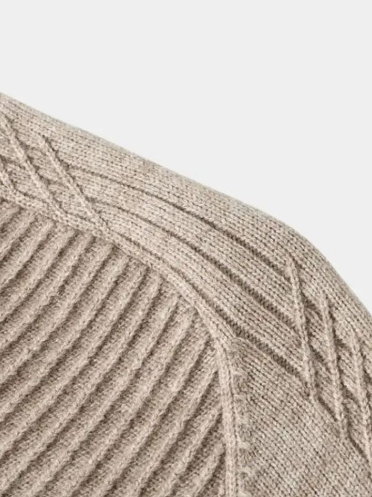 Stripe Quarter Zip Wool Sweater - Cross & Crown - Cross & Crown