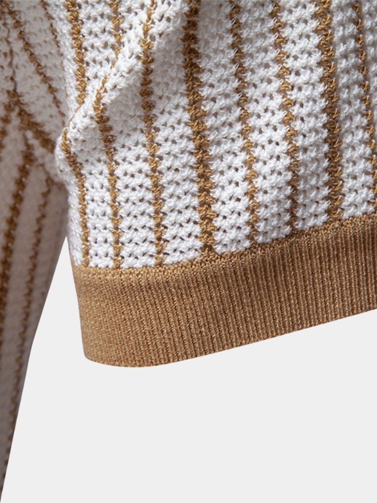 Striped Knit Polo Shirt - Cross & Crown