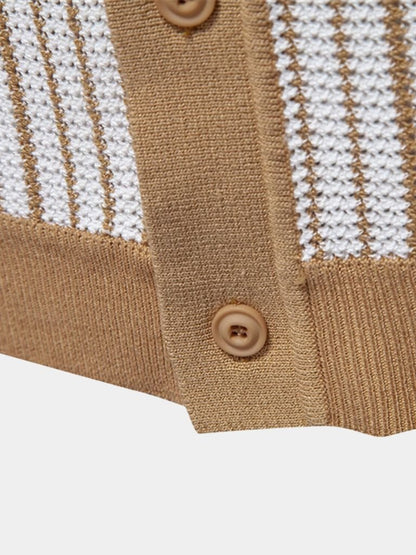 Striped Knit Polo Shirt - Cross & Crown - Cross & Crown